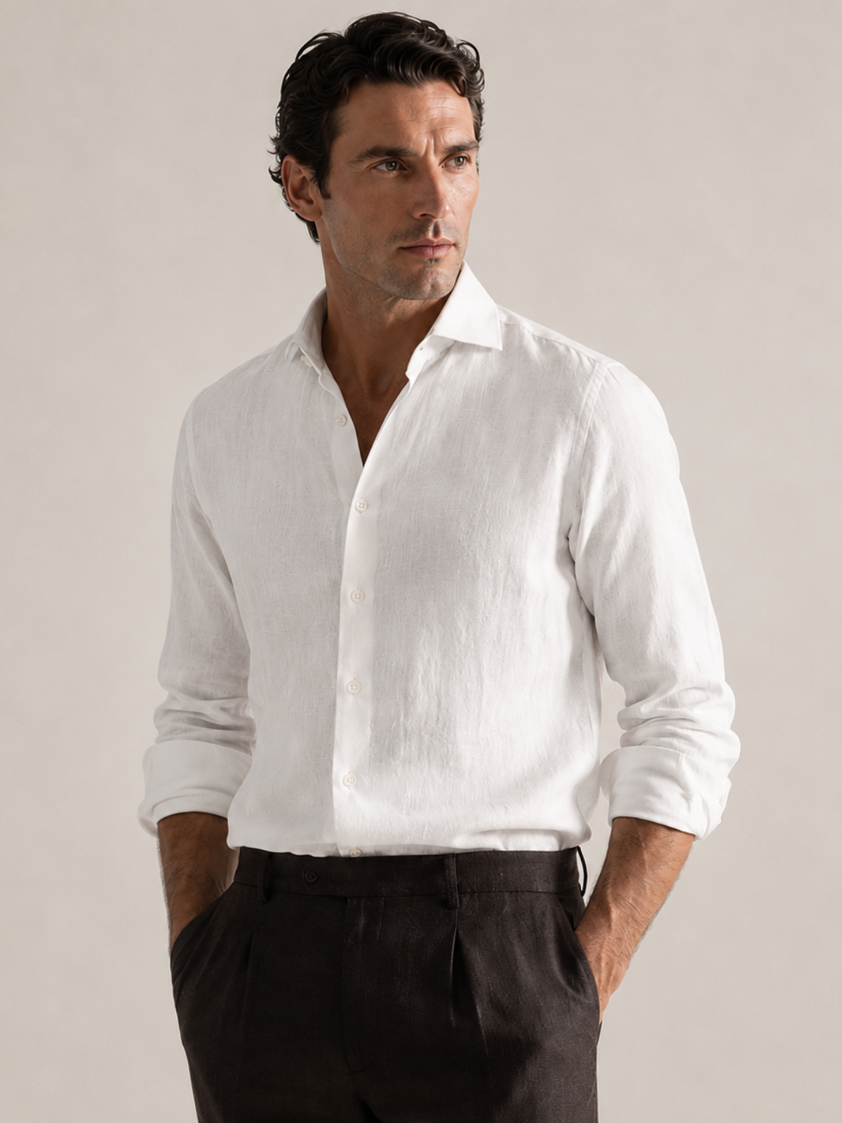 SIGNATURE LINEN SHIRT WHITE