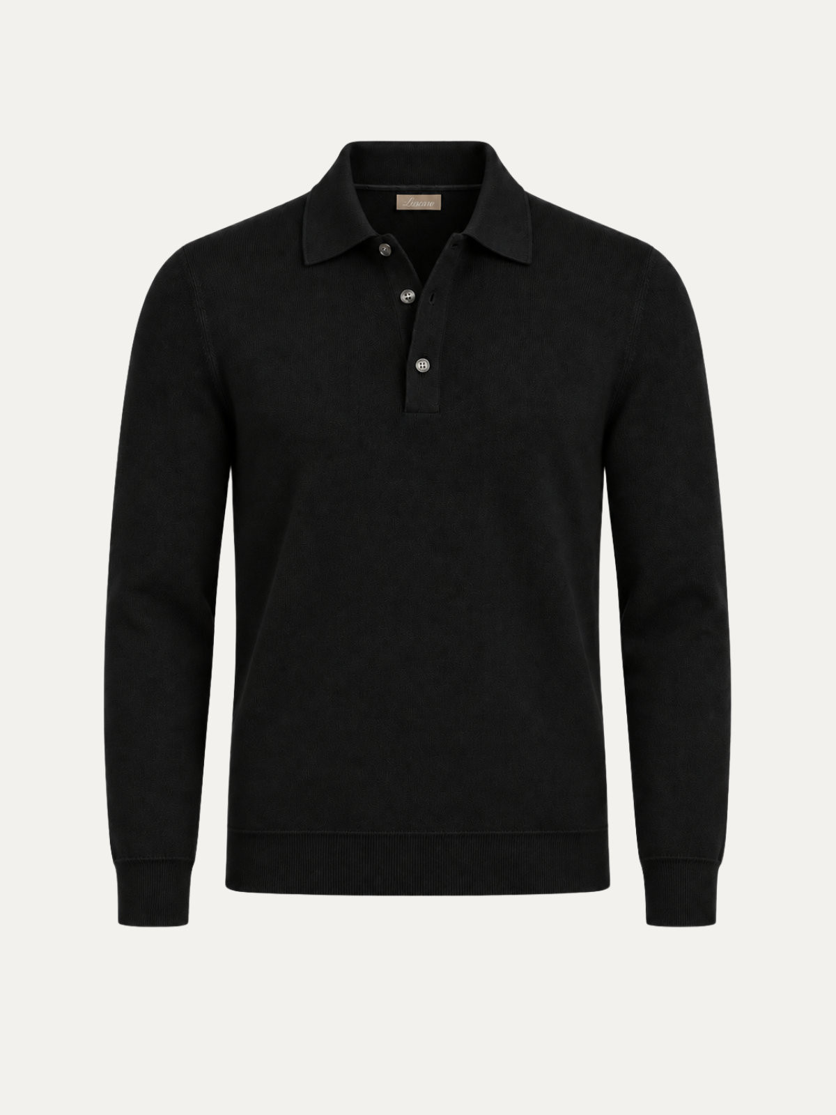 Longsleeve Silk Cotton Polo Black