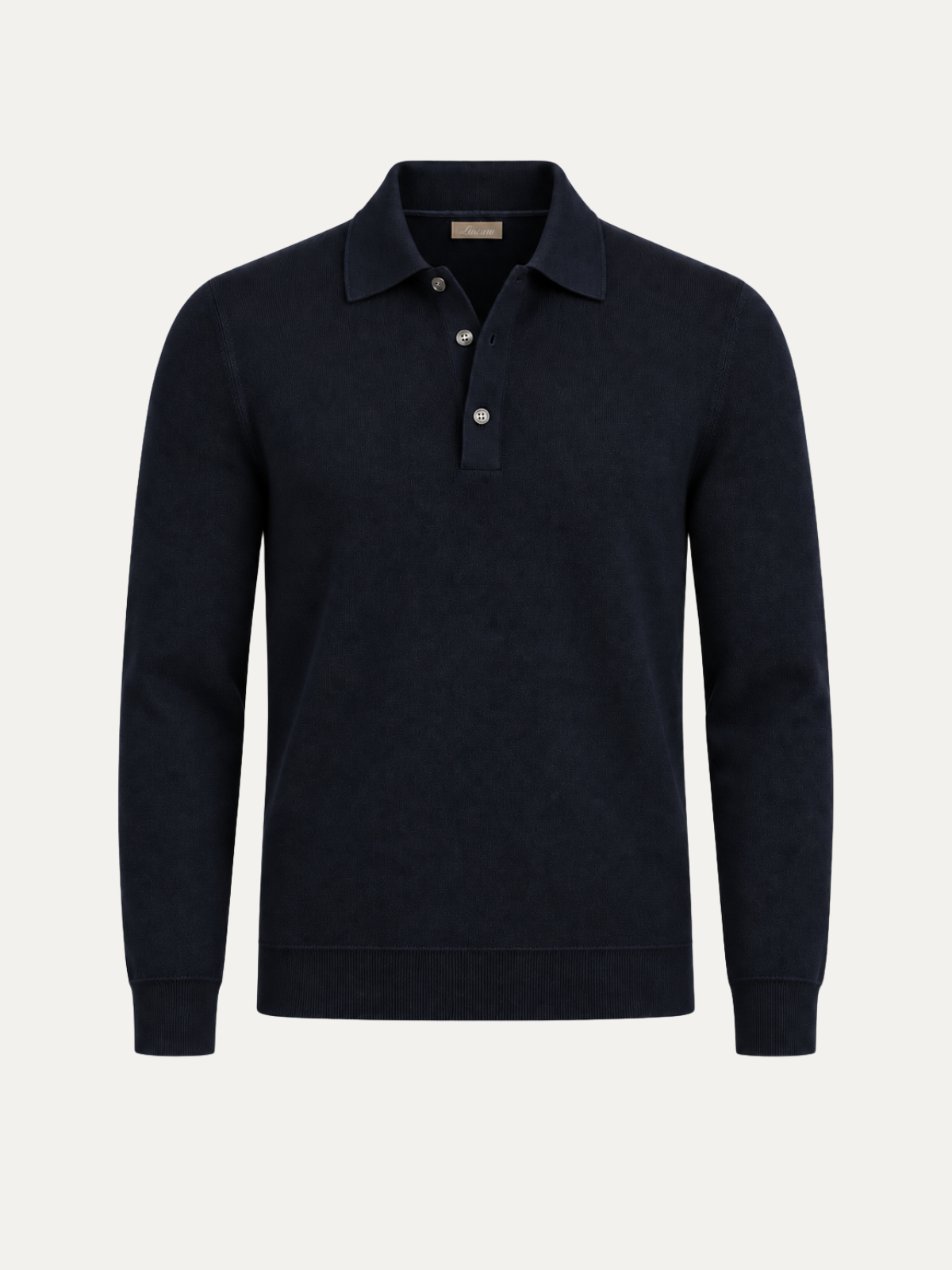 Longsleeve Silk Cotton Polo Navy Blue