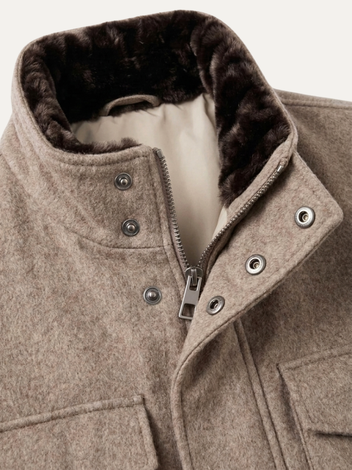 CASHMERE FUR VOYAGER JACKET TAUPE